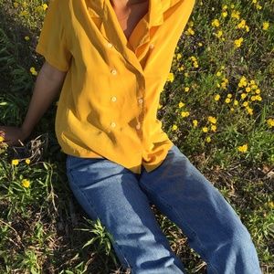 Christian Dior Vintage Yellow Button Up